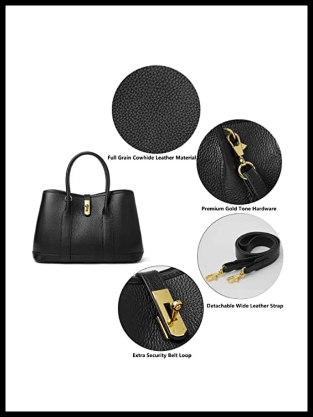 Leather Top Handle Satchel Tote Bag for Women with Detachable Strap